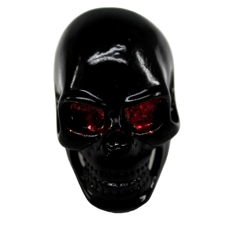 Black Skull Ring • Blood Red Eyes • Evil Grin • Size 10 • Large 1-1/2"